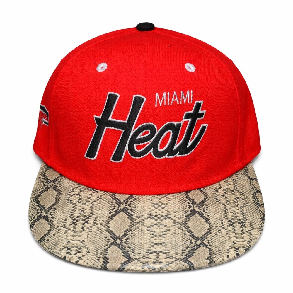 Miami Heat Hat Mitchell & Ness Adjustable Strap Belt Buckle Snakeskin Brim